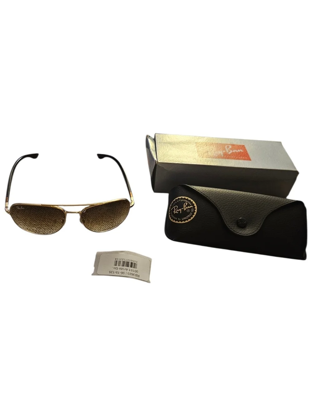 Ray-Ban 3683 in Polished Arista Gold Aviator Sunglasses - Unisex 56-15-135